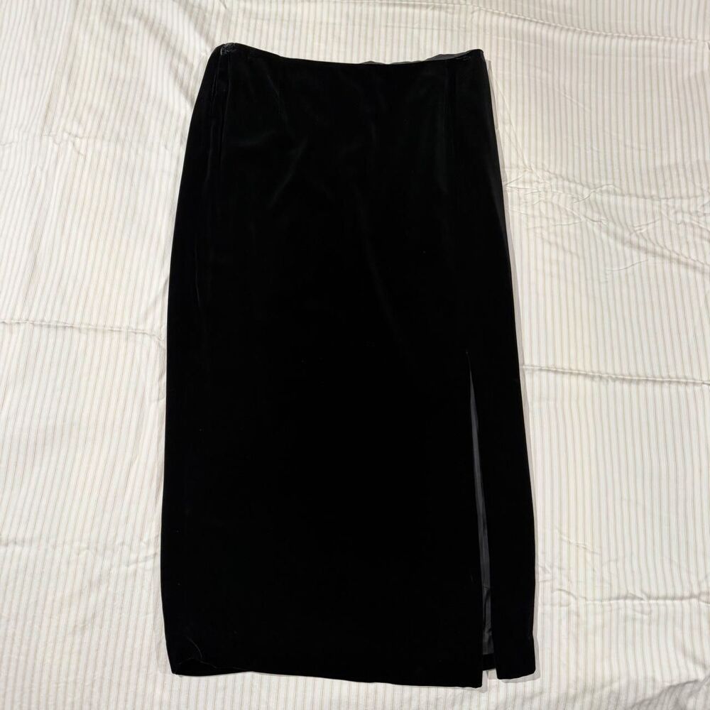 vintage 90s gothic whimsygoth Lord & Taylor Black Velvet Midi Skirt Midi